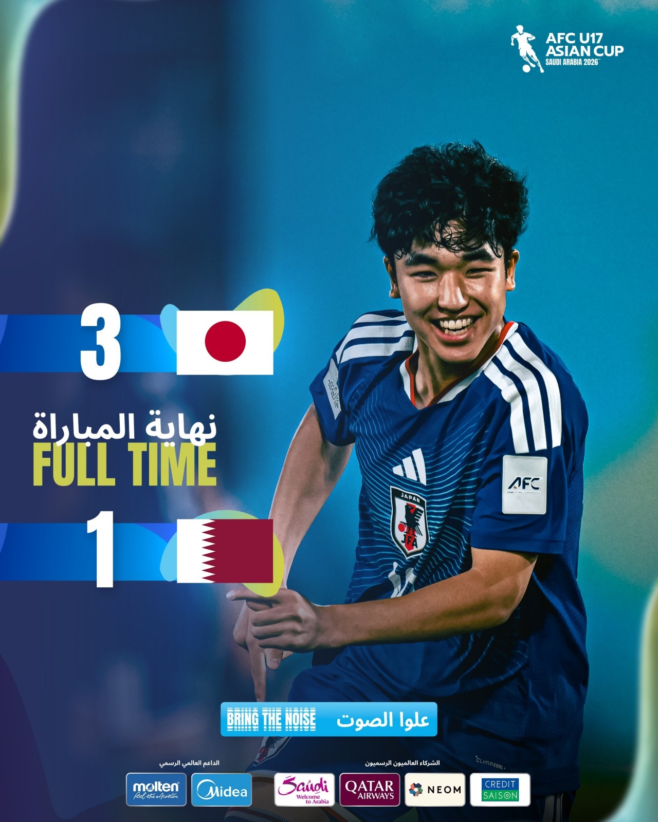 日本3-1逆转卡塔尔取U17亚洲杯开门红 北原槙梅开二度