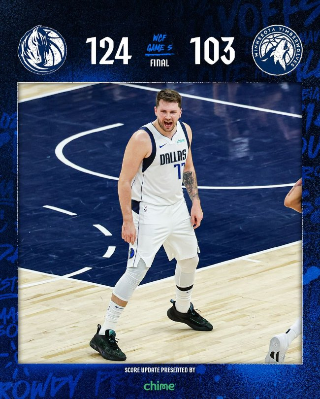 东欧合砍72分独行侠4-1淘汰森林狼 东契奇当选西决MVP